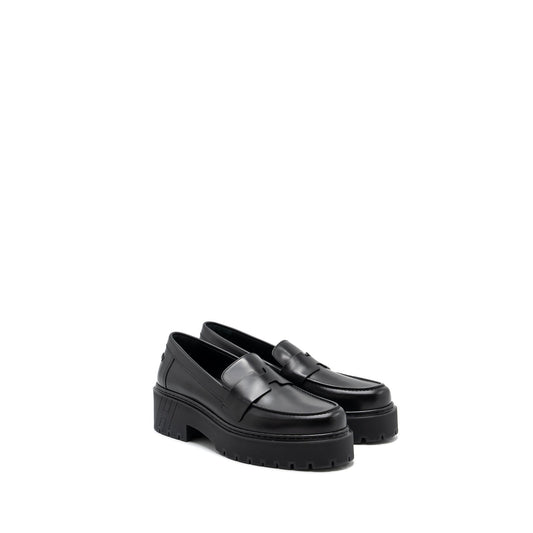 Hermes Size 38 Mocassins Hitch Loafer glacéd calfskin Black