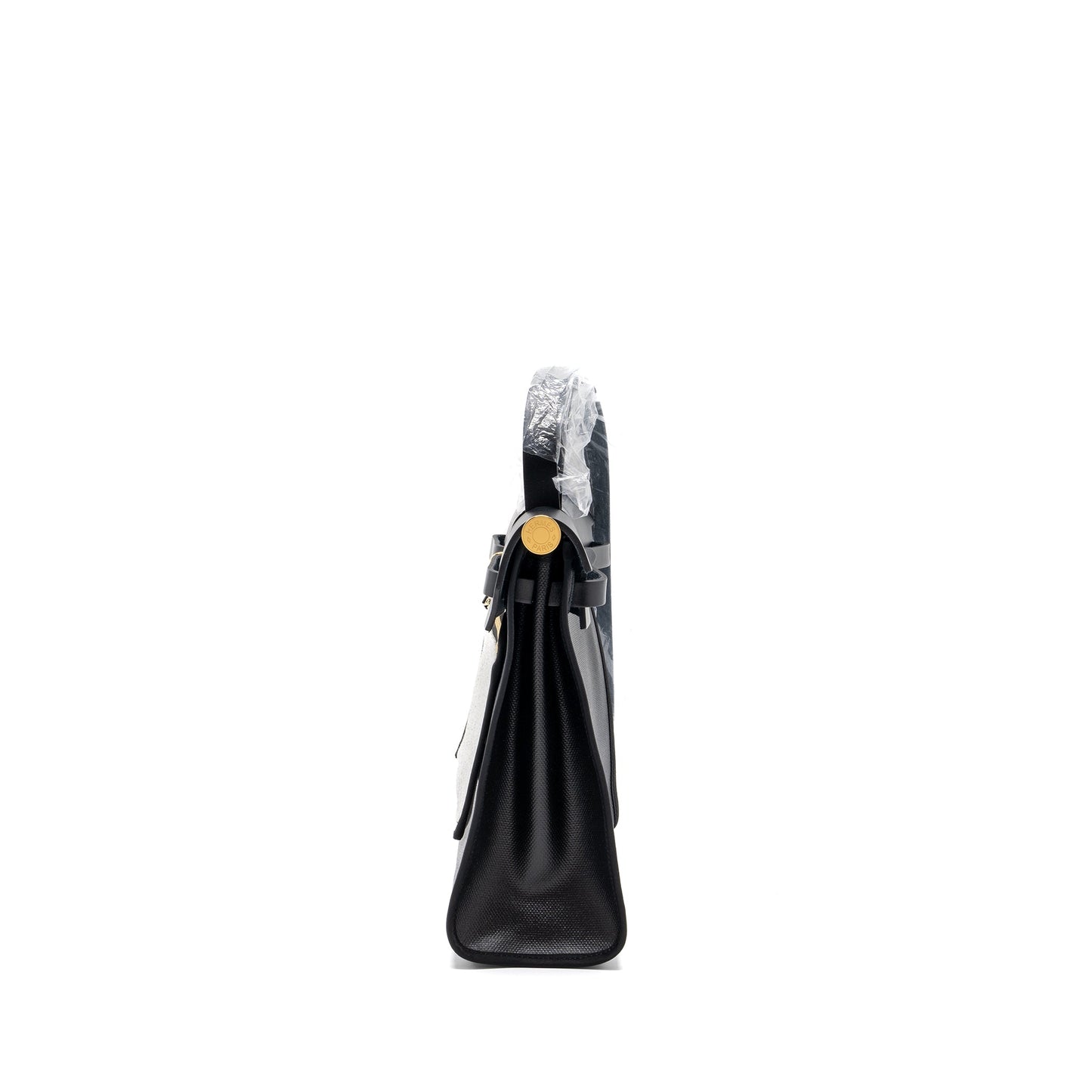 HERMES HERBAG 31 WITH BERLINE CANVAS AND HUNTER IN BLACK GHW STAMP B