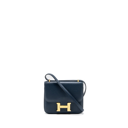 Hermes Mini Constance Evercolor 7L Blue De Malte GHW Stamp C