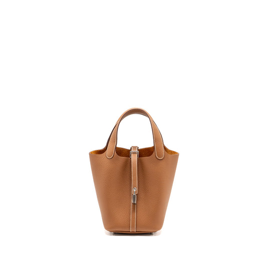 Hermes Picotin 18 Lock Bag Clemence Gold SHW Stamp B