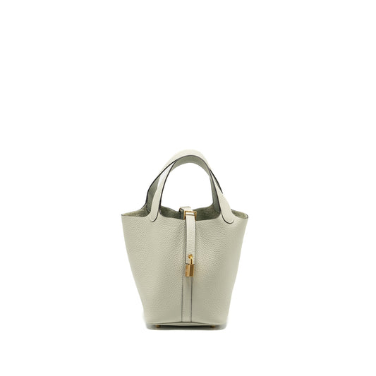 Hermes Picotin 18 Lock Bag Clemence Gris Neve GHW Stamp B