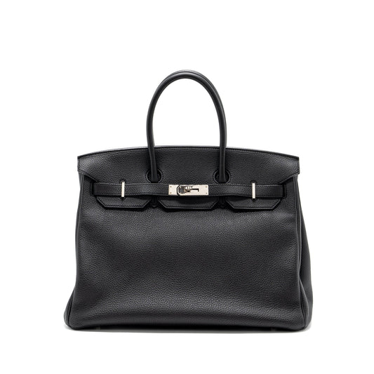 Hermes Birkin 35 Togo Black SHW Stamp Square R