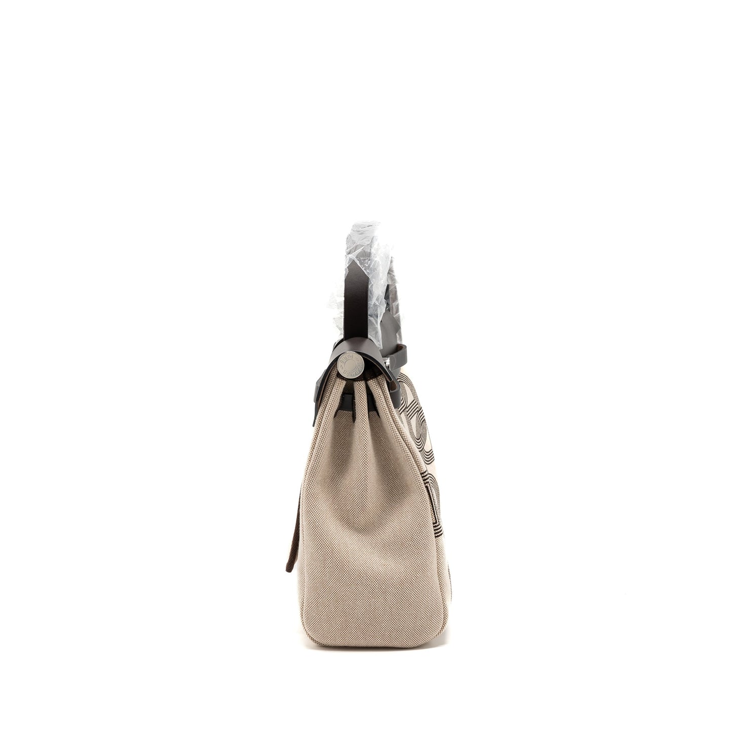 Hermes Herbag 31 Zip Bag Toile H Plume Hunter/ Canvas Ebene/ Ecru/ Beige/ Ebene SHW Stamp u