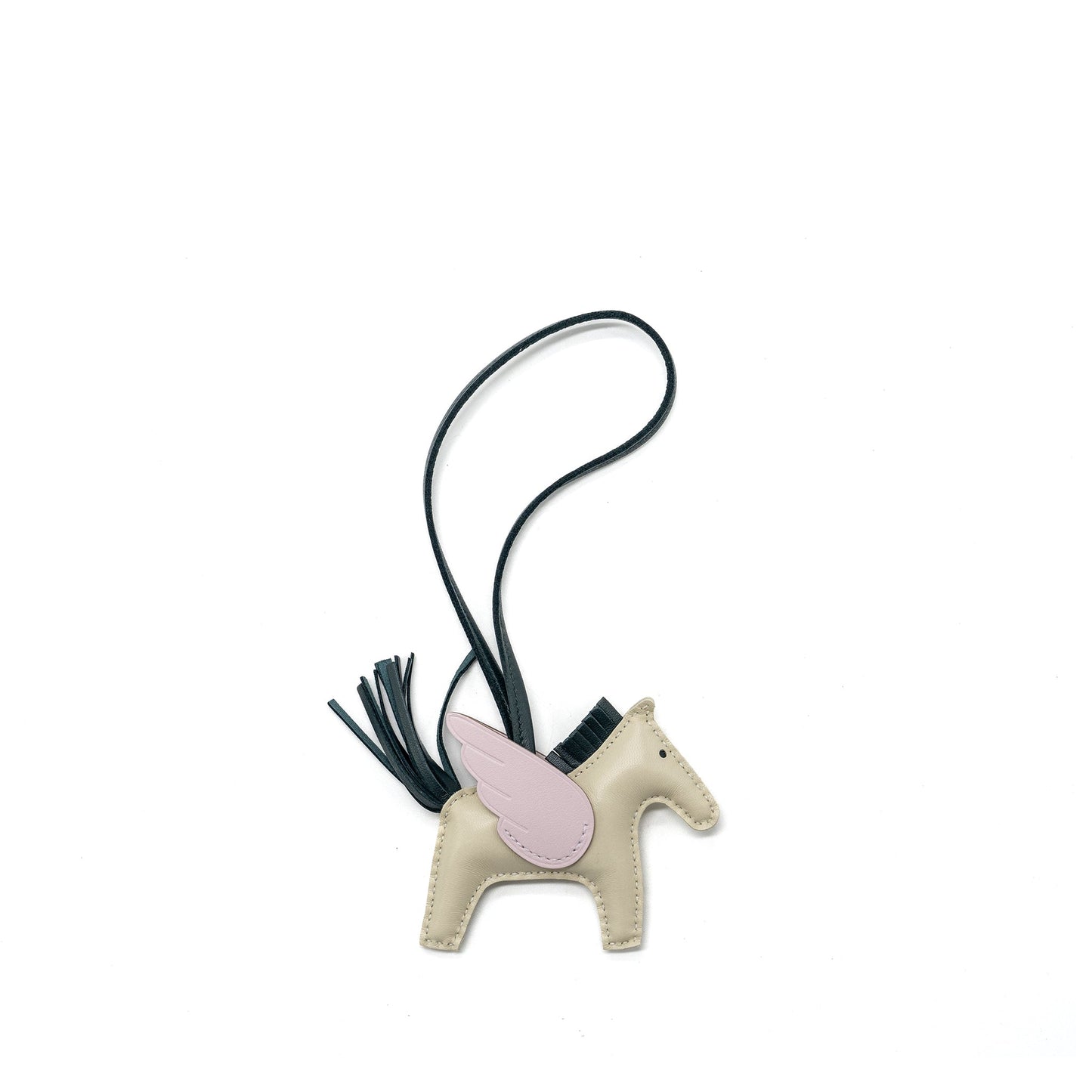 Hermes rodeo pegase pm bag charm craie / vert cypres / mauve pale stamp U