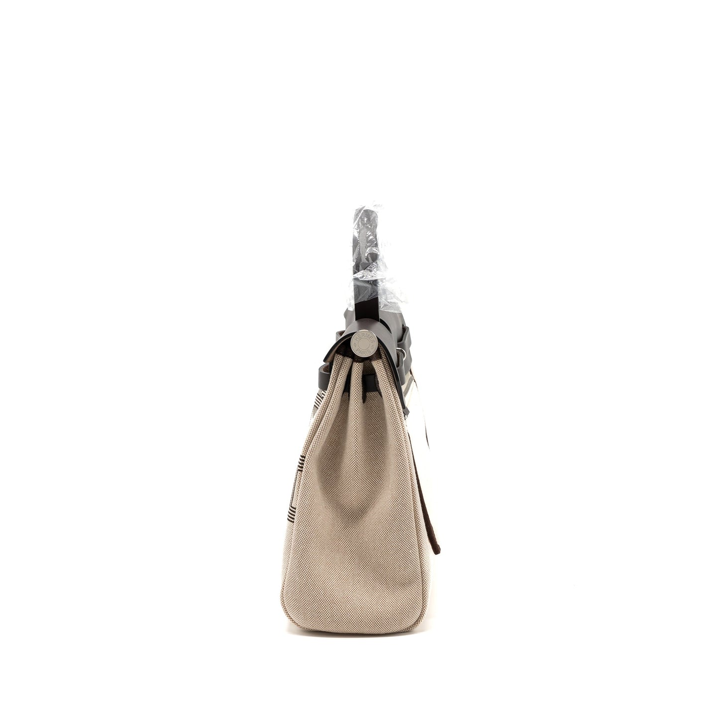 Hermes Herbag 31 Zip Bag Toile H Plume Hunter/ Canvas Ebene/ Ecru/ Beige/ Ebene SHW Stamp u