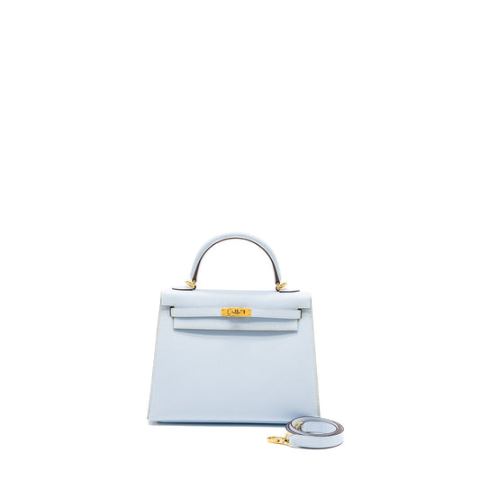 Hermes Kelly 25 Epsom Blue Brume GHW Stamp Y