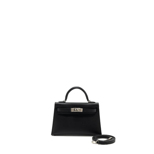 Hermes Mini Kelly Epsom Black SHW Stamp B