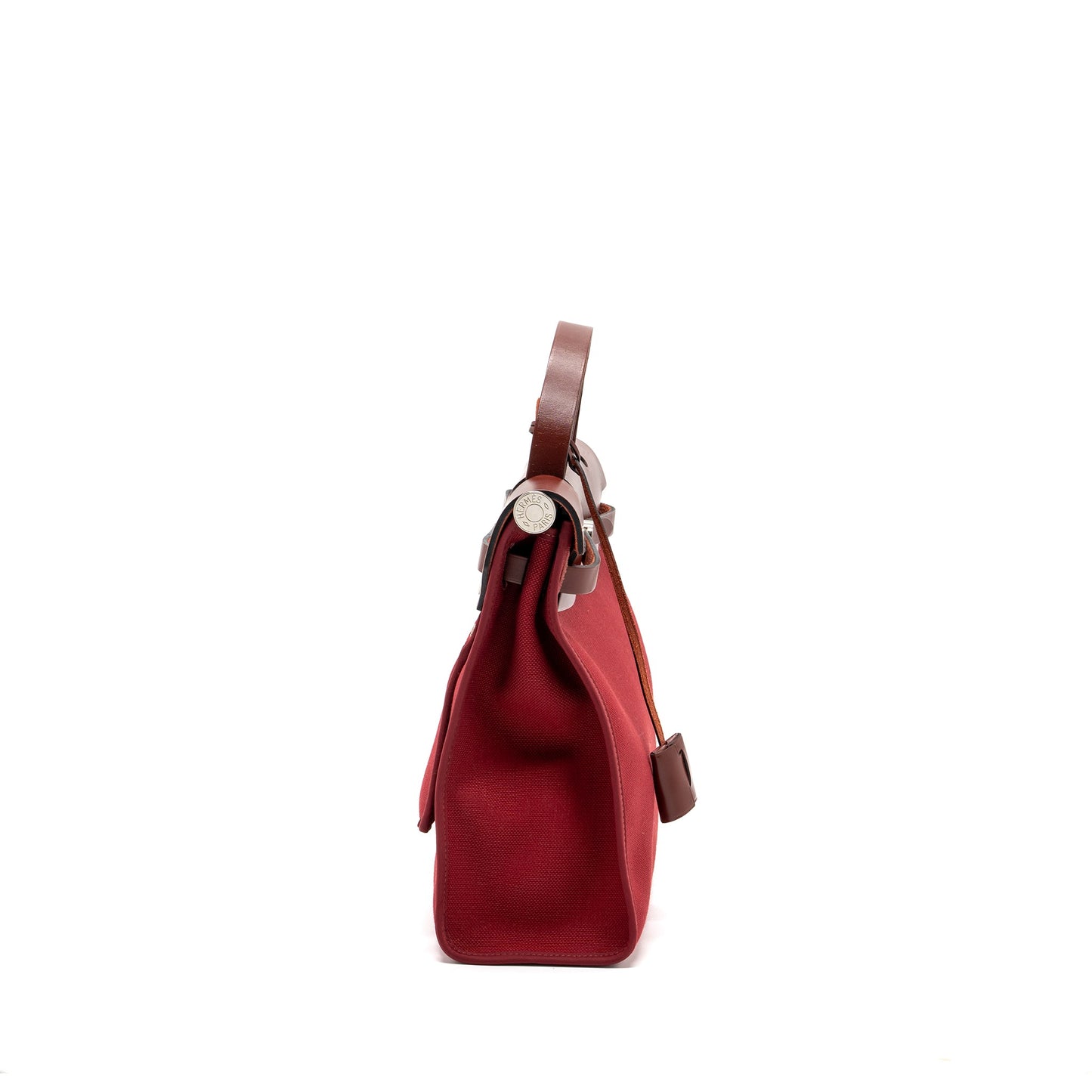 Hermes herbag zip 31 bag canvas / hunter rouge grenat / rouge H SHW stamp A
