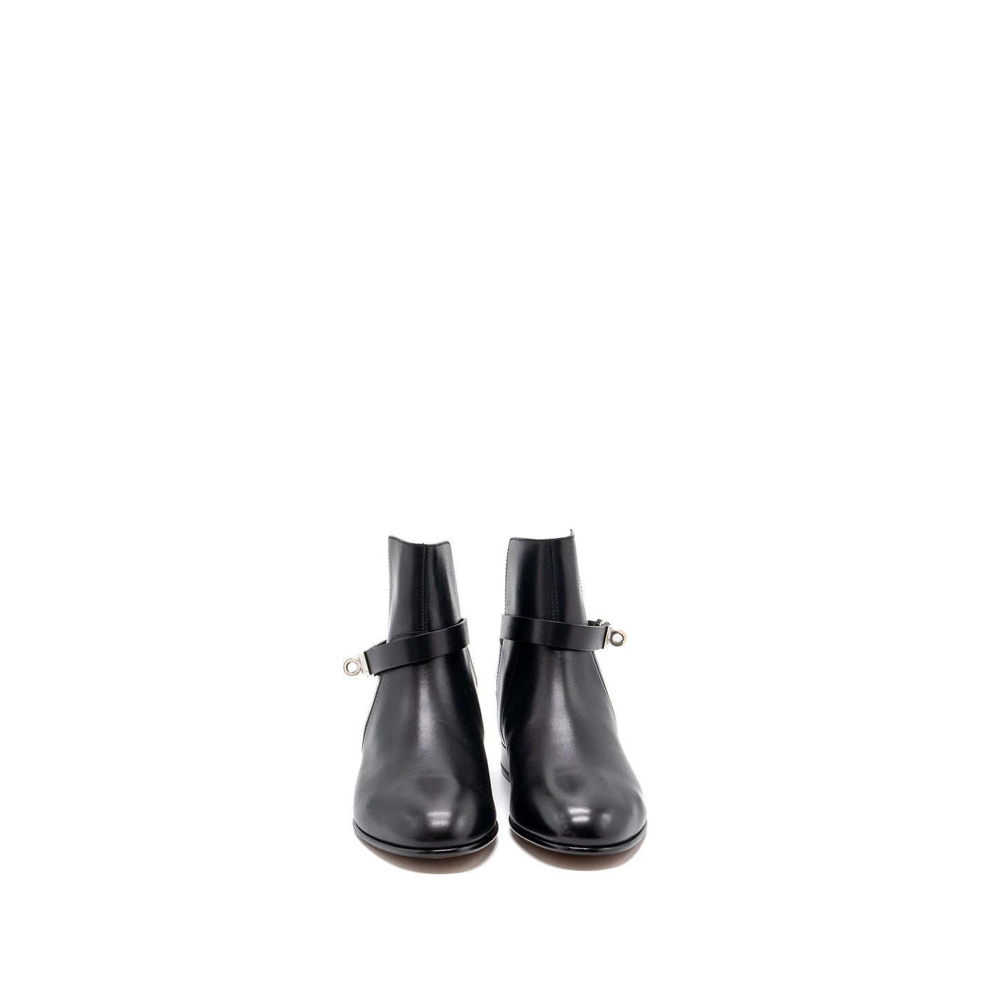 Hermes size 38 neo ankle boots calfskin black SHW