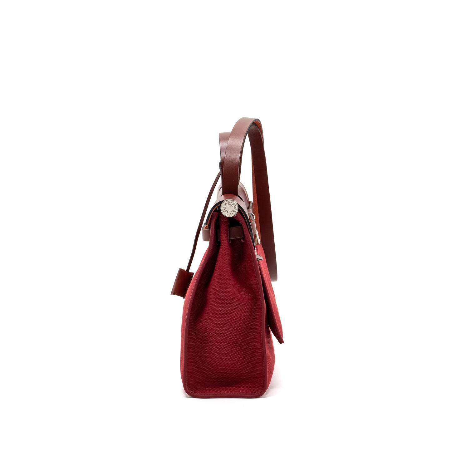Hermes herbag zip 31 bag canvas / hunter rouge grenat / rouge H SHW stamp A