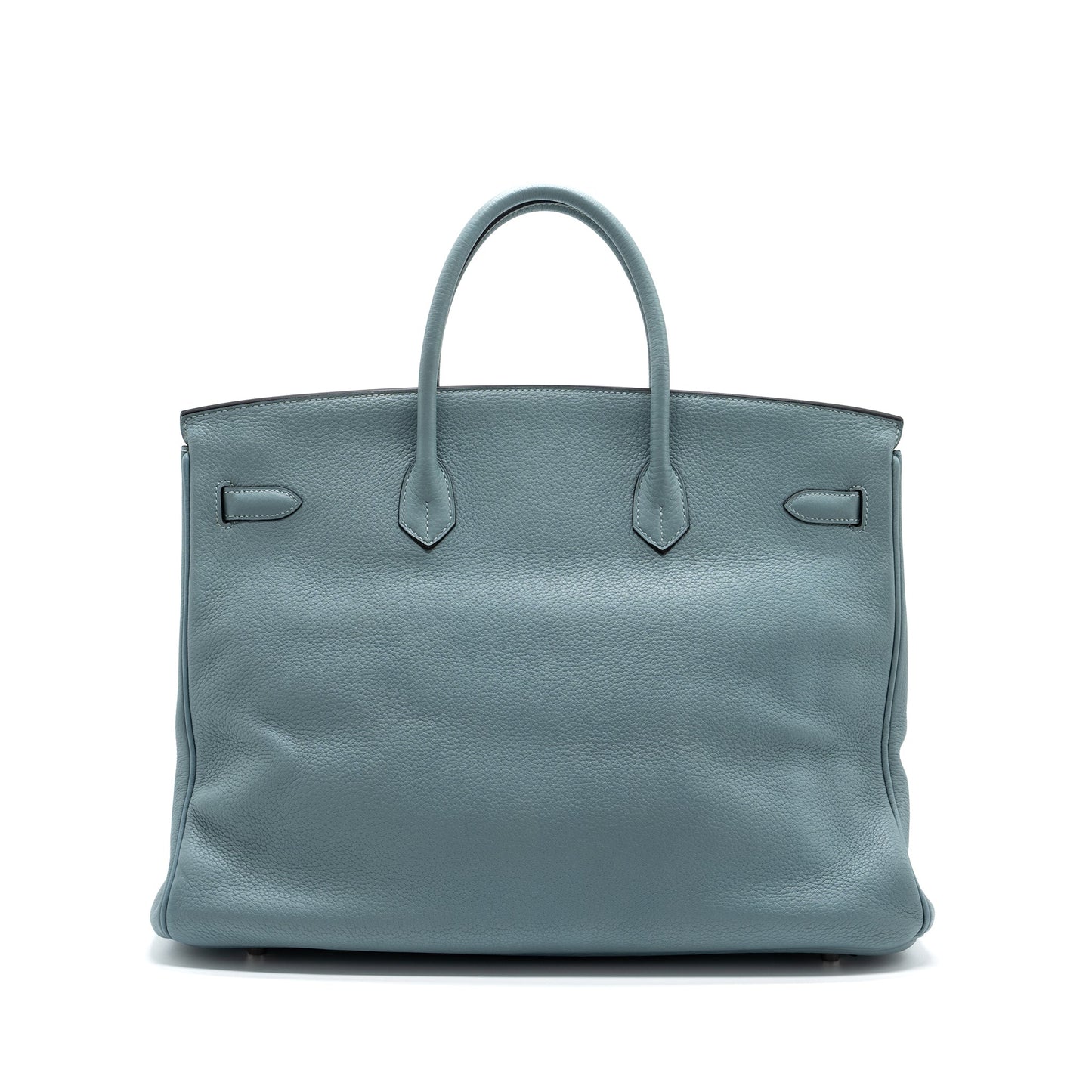 Hermes Birkin 40 Clemence Ciel SHW Stamp Square M