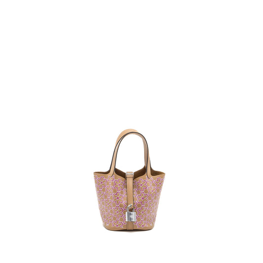 Hermes lucky daisy micro picotin swift chai/rose/blanc SHW stamp U