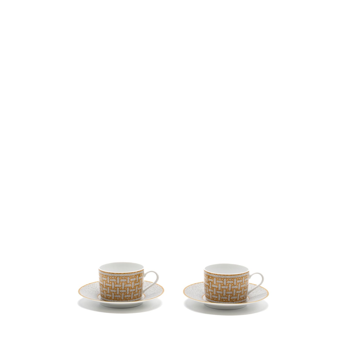 Hermes Mosaique au 24 gold tea cup and saucer (2 sets)
