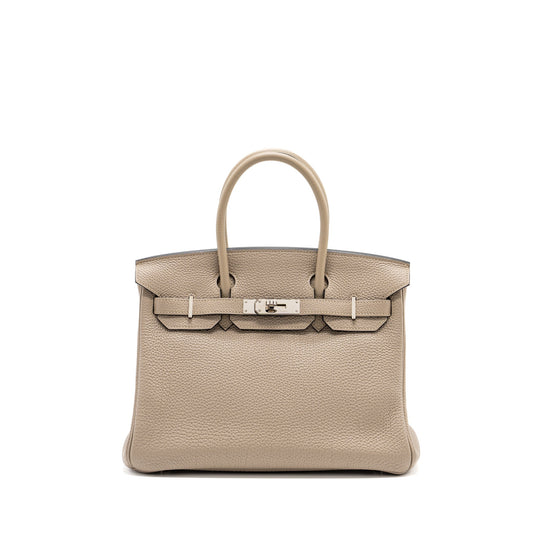 Hermes birkin 30 togo gris Tourterelle SHW stamp square M