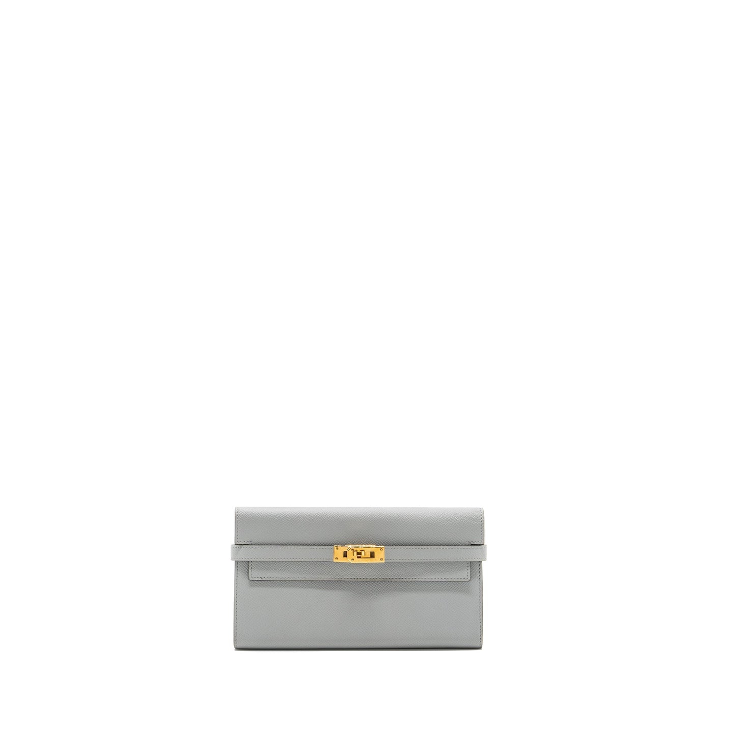 Hermes Kelly Classic Long Wallet Epsom 8U Bleu Glacier GHW Stamp C