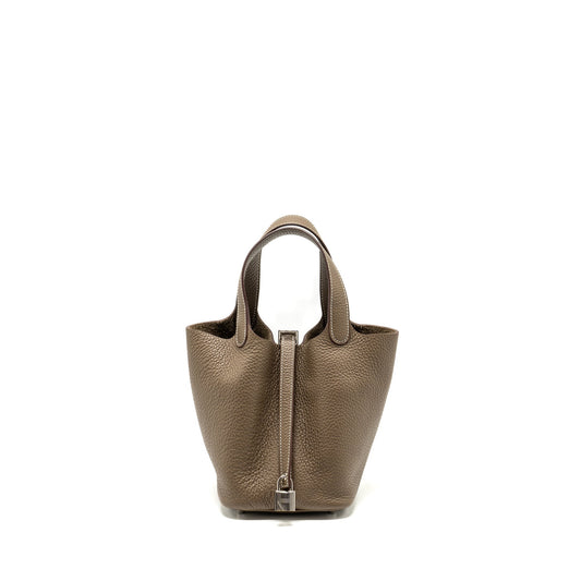 Hermes picotin 18 Clemence Lock bag Etoupe SHW Stamp U