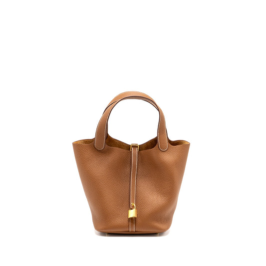 Hermes picotin 22 lock bag clemence gold with GHW stamp U