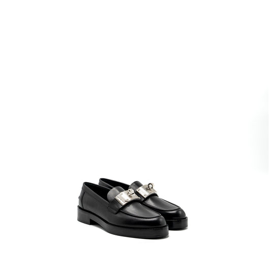 Hermes size 37 hot moccasins calfskin black SHW