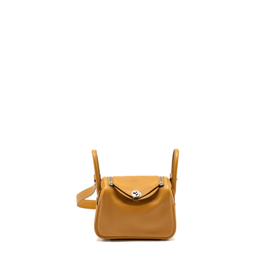 Hermes Mini Lindy swift sesame/ lime SHW stamp Y