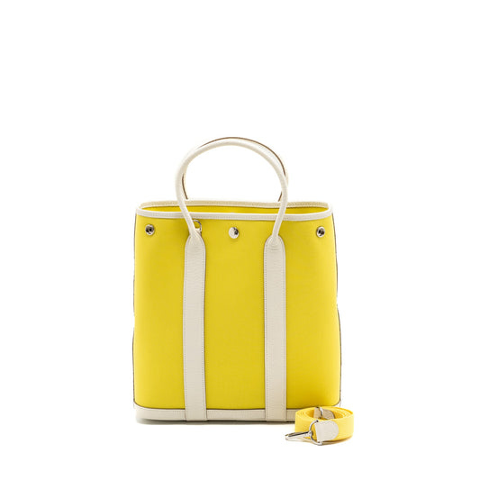 Hermes Garden File 28 canvas / leather lime/ blanc SHW stamps Y