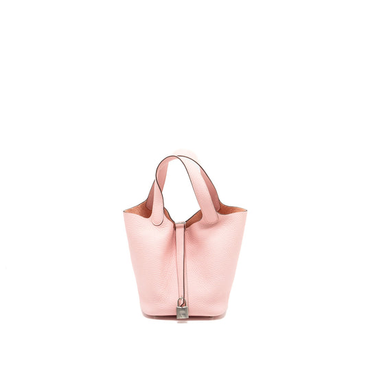 HERMES Picotin 18 Lock Bag Clemence Rose Sakura SHW Stamp U