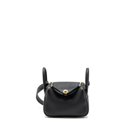 Hermes Mini Lindy Clemence Black GHW Stamp B