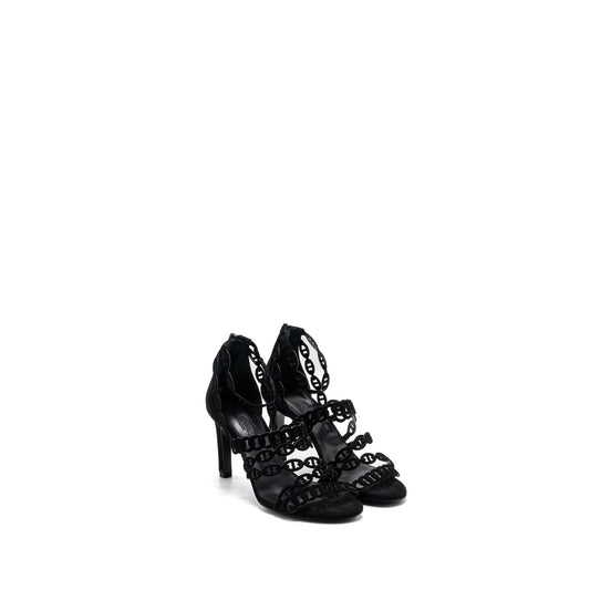 Hermes Size 36 Romy Sandals Suede Black