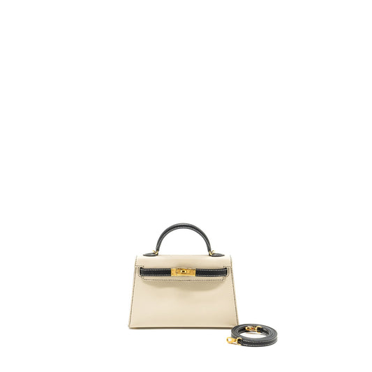 Hermes Mini Kelly Special Order Epsom Nata/Black GHW Stamp U