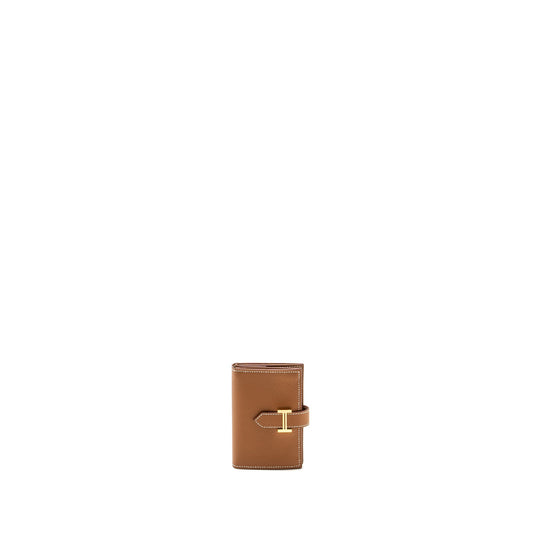 Hermes Bearn Mini Wallet Epsom Gold GHW Stamp B