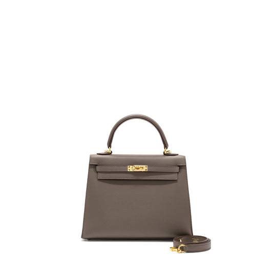 Hermes Kelly 25 Epsom 8F Gris Etain GHW Stamp D