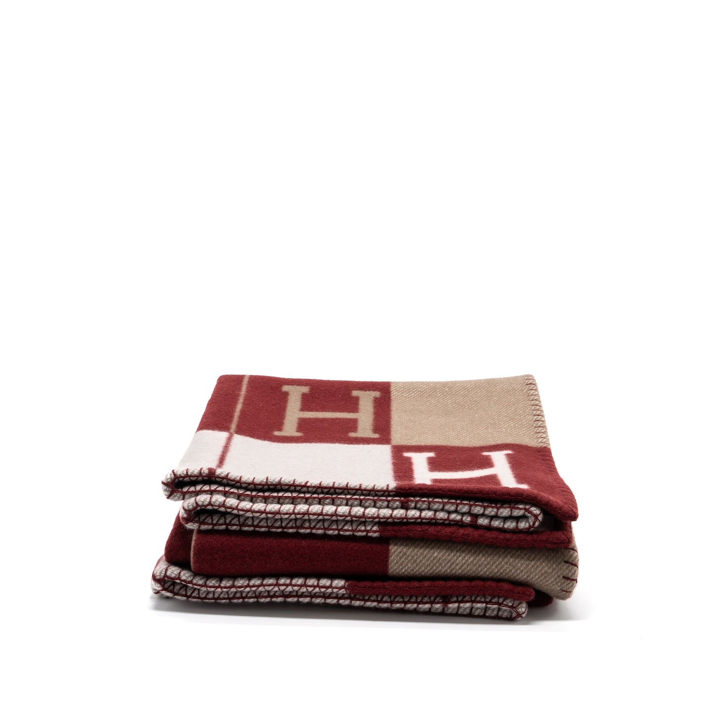 Hermes Avalon III Throw Blanket Ecru/Rouge H