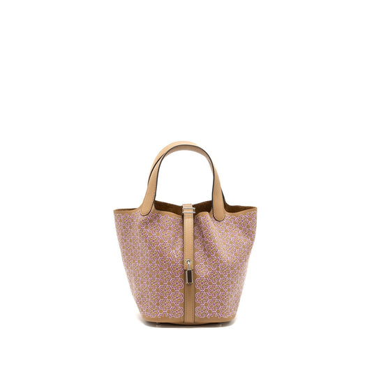 Hermes picotin 18 lucky daisy lock bag swift chai-rose-blanc / rose SHW stamp U