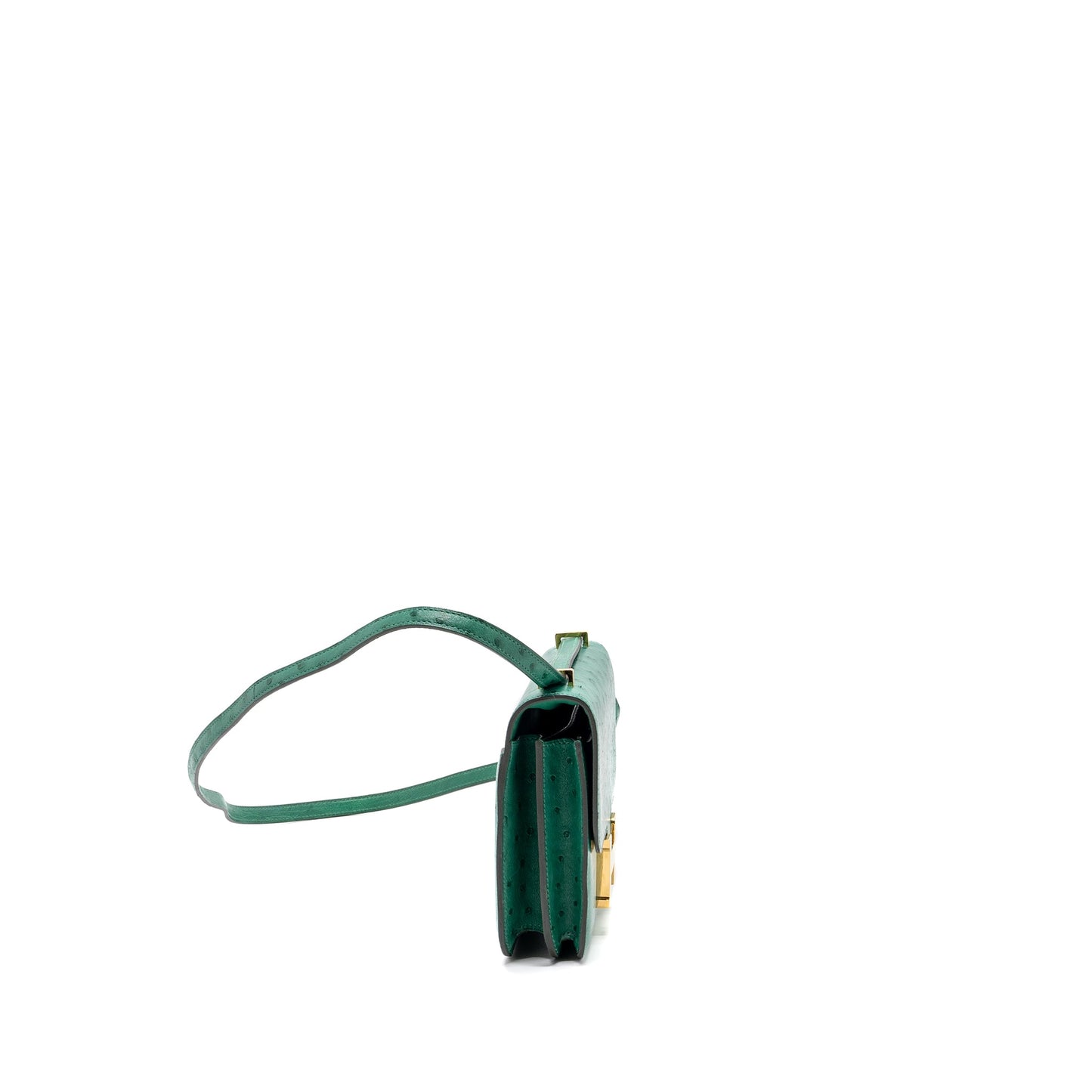 Hermes mini constance ostrich vert vertigo GHW stamp A