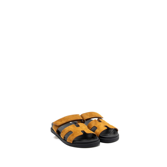 Hermes Size 37.5 Chypre Sandal Suede Goatskin Gold