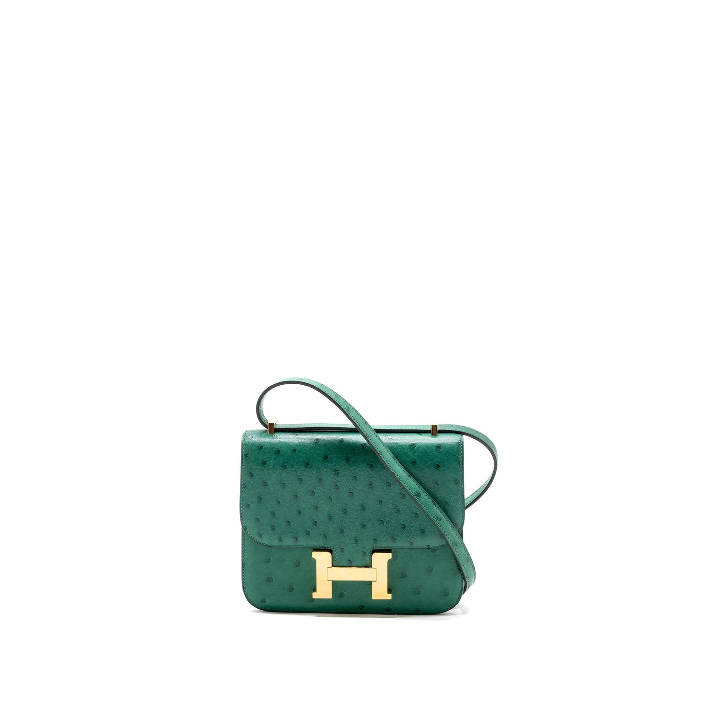 Hermes mini constance ostrich vert vertigo GHW stamp A
