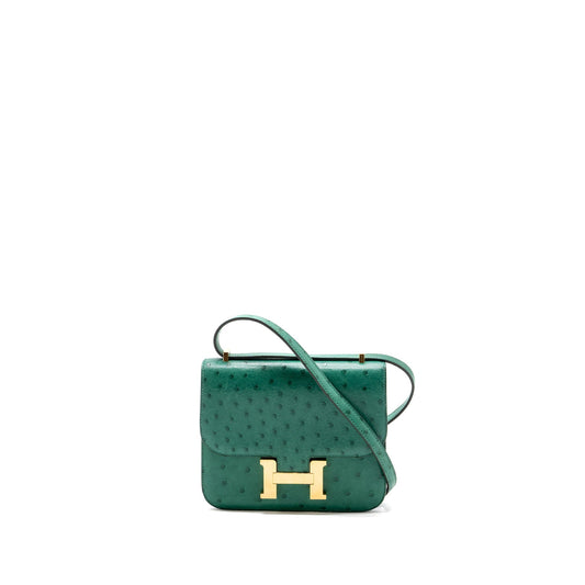 Hermes mini constance ostrich vert vertigo GHW stamp A