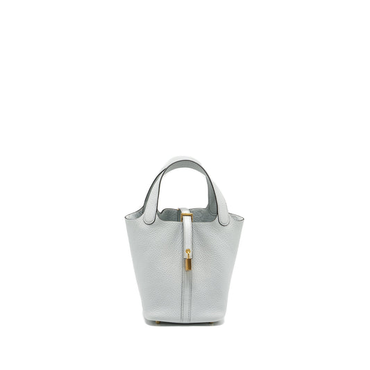 Hermes Picotin 18 Lock Bag Clemence Blue Pale GHW Stamp Y