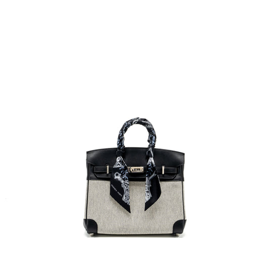 Hermes Birkin 25 Toile Swift/Canvas Black SHW Stamp B