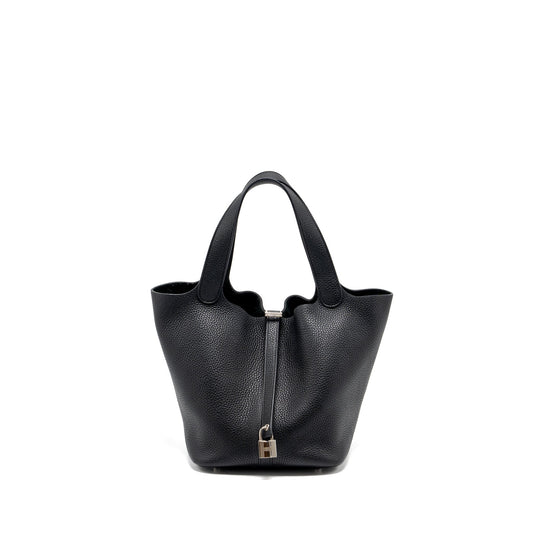 Hermes Picotin 22 Lock Bag Clemence Black SHW Stamp D