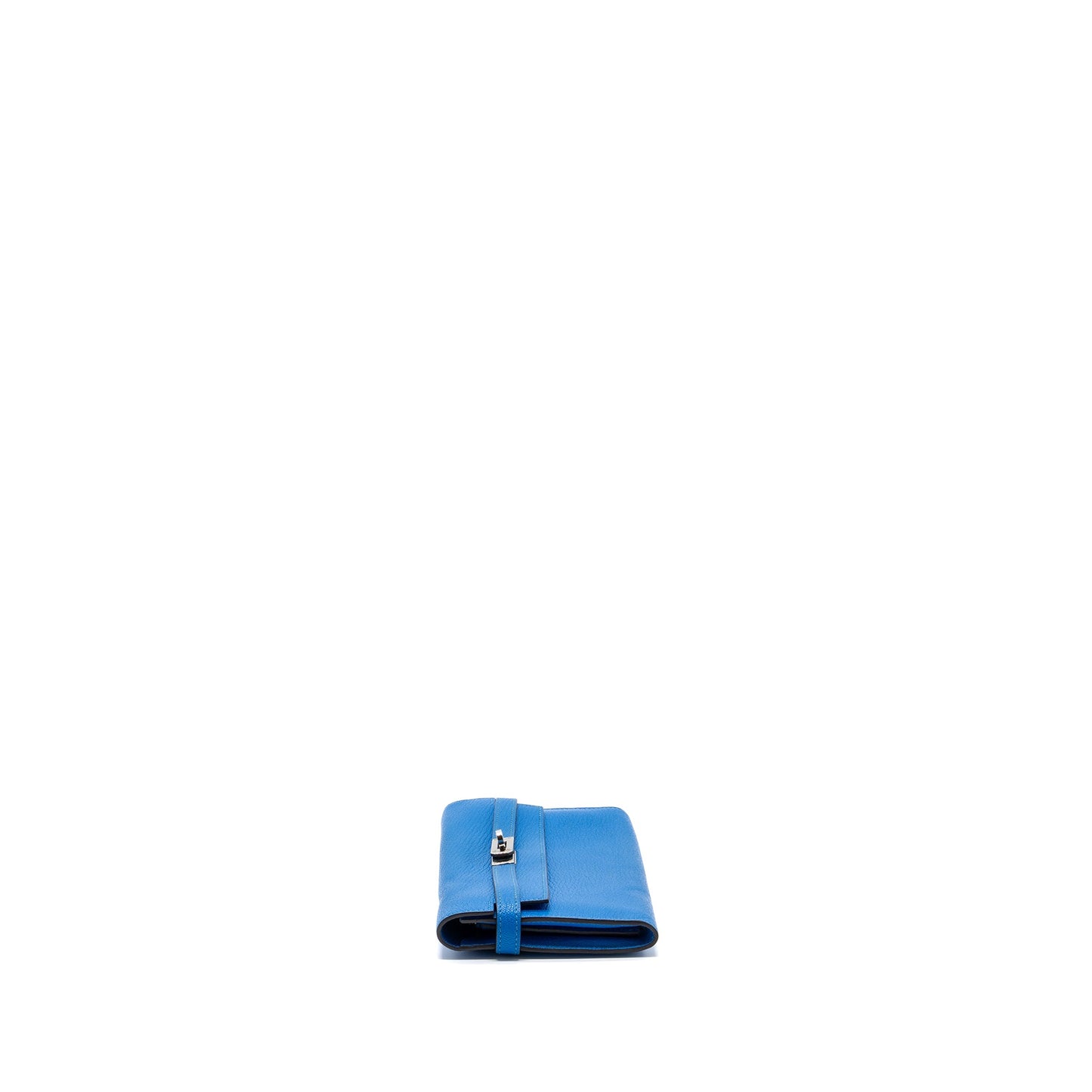 Hermes Kelly Classic Long Wallet Chèvre Mysore Blue Hydra  SHW Stamp X