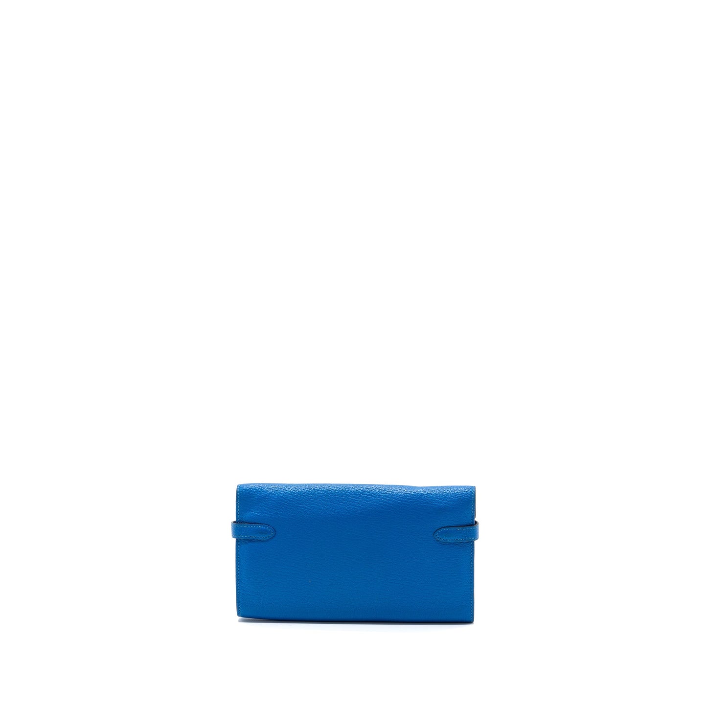 Hermes Kelly Classic Long Wallet Chèvre Mysore Blue Hydra  SHW Stamp X