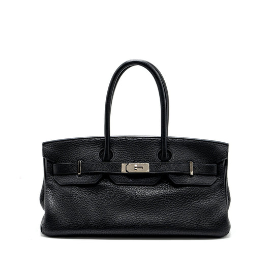 Hermes Shoulder Birkin Clemence Black SHW Stamp Square M