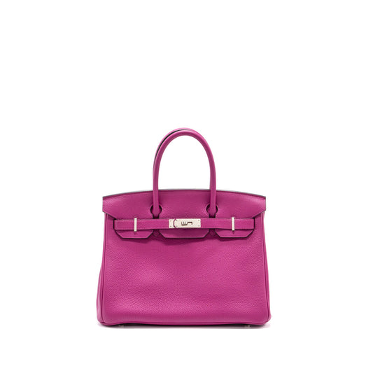Hermes birkin 30 togo rose pourpre SHW stamp A
