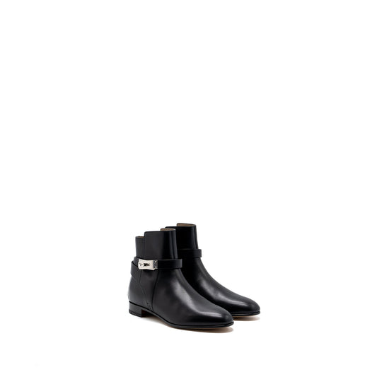 HERMES SIZE 36 NEO ANKLE BOOTS CALFSKIN BLACK SHW