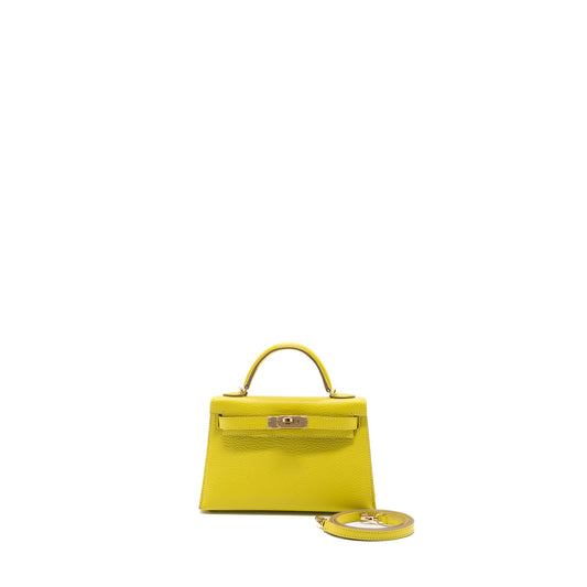 Hermes mini kelly II chevre mysore lime / gris perle LGHW stamp U