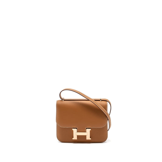 Hermes mini constance epsom gold RGHW stamp B