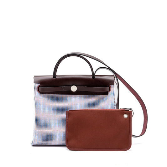 Hermes Herbag 31 zip bag multi colour rouge sellier / pink/ blue/ ecru SHW stamp Z