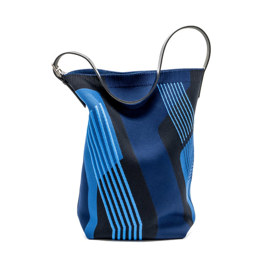 Hermes Etriviere MM shoulder bag fabric / hunter leather blue/ black with SHW stamp U