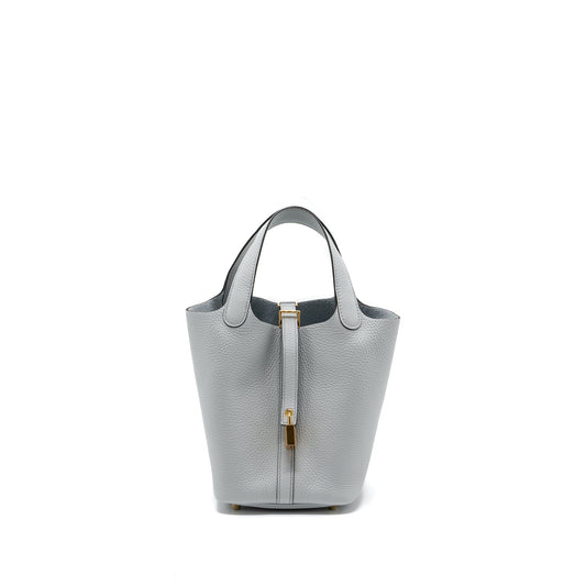Hermes Picotin 18 Clemence Blue Pale GHW Stamp B