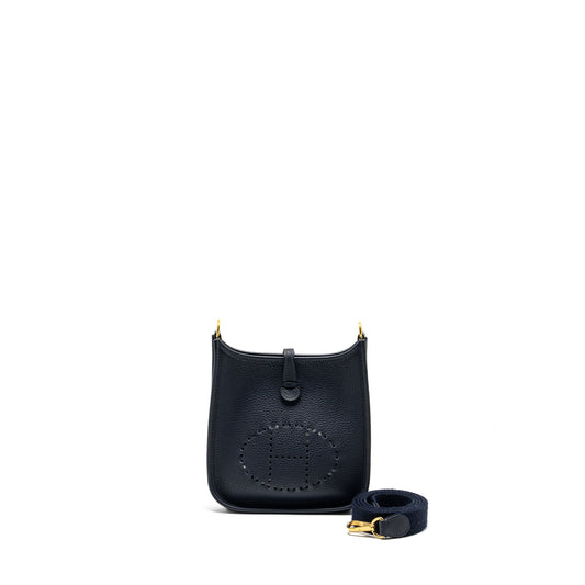 Hermes mini evelyn clemence blue nuit GHW stamp Y
